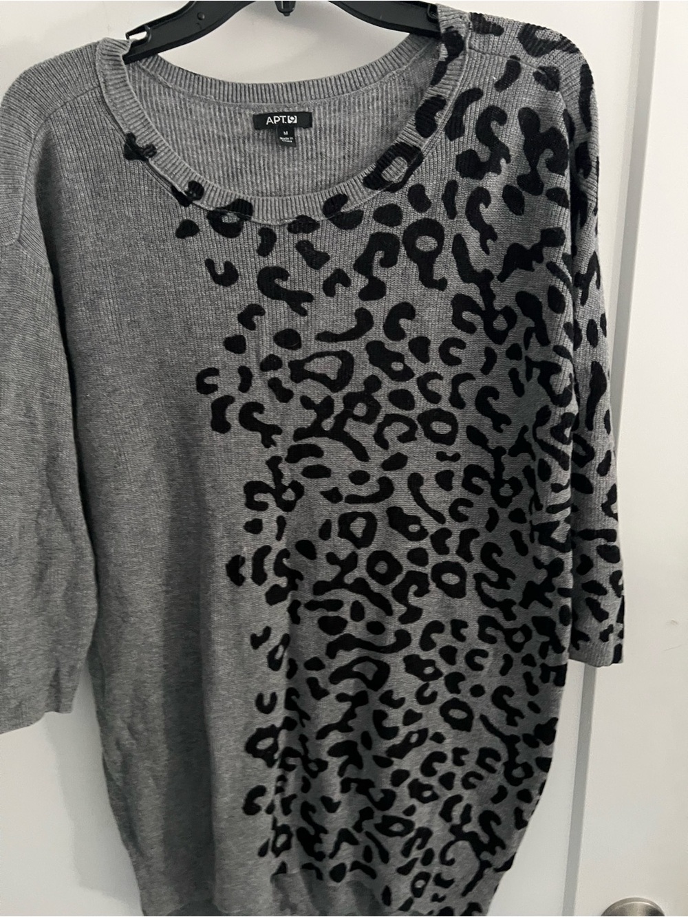 Apt. 9 Gray and Black Leopard-Print Knit Top